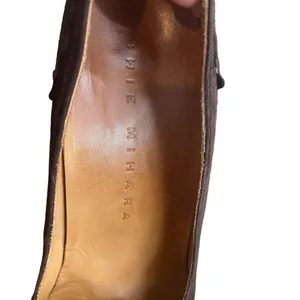 Vintage Chie Mihara Brown Leather Suede Mary Jane Heel Ruffle Trim Size EU 38‎ thumbnail 4