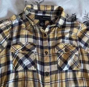 Polly & Esther Y2K plaid button-up flannel shirt thumbnail 5