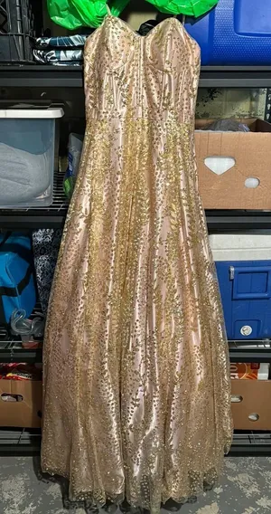 Windsor Rose Gold Sparkly Prom Dress thumbnail 1