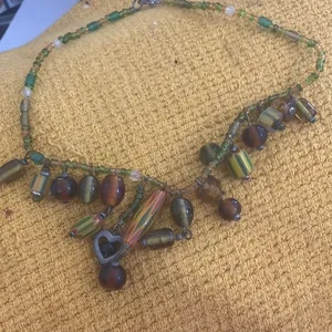 Elegant Green and Brown Beaded choker Necklace thumbnail 1