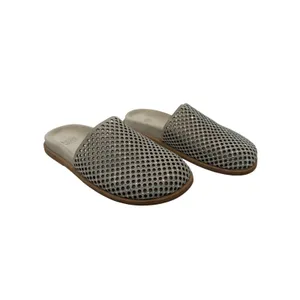 NOW Made in Italy Shoes Women 7 Ivory Rhinestone Perforated Leather Mule Slides‎ thumbnail 6