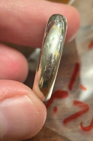 Silver plated h14 1.27g size 8.75 ring band vintage imperfect thumbnail 1