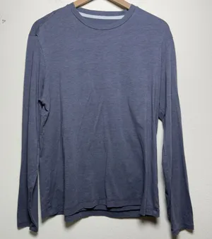 Lululemon Women Top 12 Blue Long Sleeve Crew Neck Heathered Activewear Shirt thumbnail 1