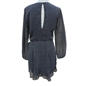 Abercrombie & Fitch Black Polka Dot Long Sleeve Ruffle Wrap Mini Dress‎ Womens M thumbnail 7