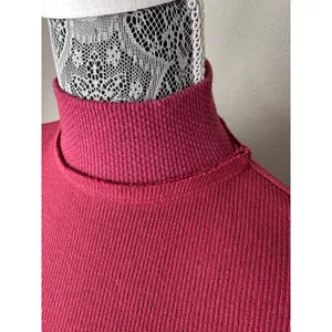 FREE PEOPLE Long Sleeve Mock Neck Studded Sleeve Red Thermal Top Tee Size XS thumbnail 4