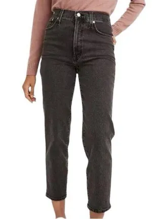 Madewell The Perfect Vintage Crop Jeans High Rise Stretch Washed Black NWT thumbnail 1