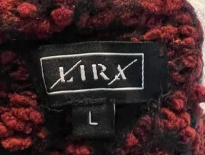 Lira Oversized Chunky Knit Hooded Sweater Women’s Size Large Boxy Fit Red Black thumbnail 4