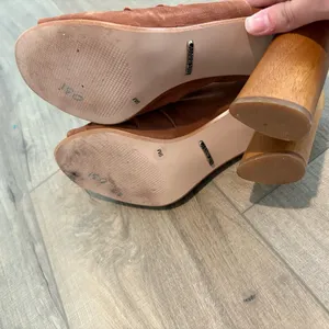 GIANNI BINI Korran Crinched Leather Mule‎ Wooden Block Heels Brown size 9 thumbnail 6