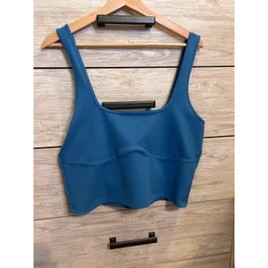 Abercrombie & Fitch Soft Collection Cropped Tank Top Teal Blue XL Seam Detail thumbnail 4