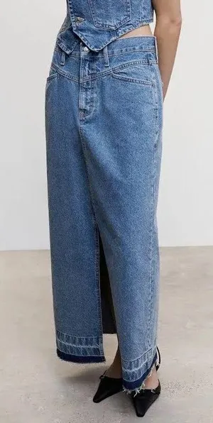 Mango Denim Maxi Skirt thumbnail 1