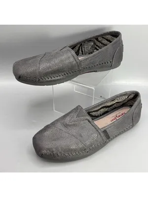 Skechers Bobs Rain Dance Flats Shoes Women 7 Gray Faux Leather Walking Slip On thumbnail 2