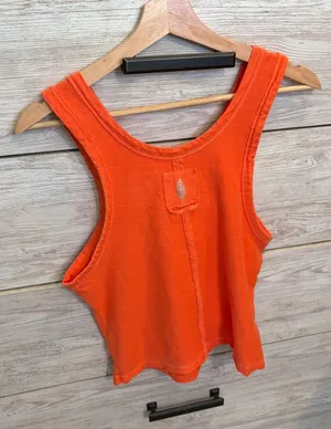 Free People Movement Free Throw Tank Orange Cropped Sleeveless Top Size M thumbnail 1