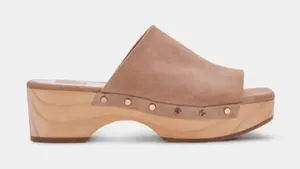 Dolce Vita Dorado Suede Studded Platform Wooden Sandals Size 9.5 thumbnail 1