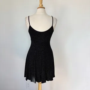 Vintage 90s Black and Silver Sparkle Mini Cocktail Dress thumbnail 7
