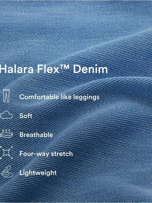 Halara Flex Wide Leg Jeans L Blue Pull On High Waisted Stretch Denim thumbnail 4