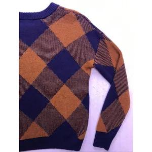 Madewell Sweater Womens Small Blue Brown Excellent Argyle Crewneck Knit Pullover thumbnail 7