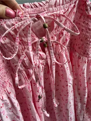 Free People Gabby Mini Dress Pink Cherry Floral Smocked Mini Sundress Medium thumbnail 7