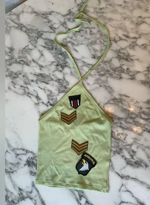 NWT! Madewell Supima® Rib Halter‎ Tank Top Lt Green Sz M - Damaged with Patches thumbnail 12