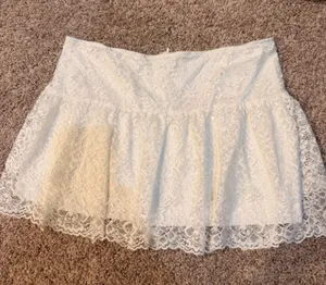 Women's White Lace Skirt - Elegant A-Line thumbnail 1