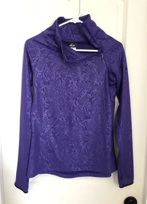 Nike Pro Dri-Fit Long Sleeve Embossed Mock‎ Neck Pullover Purple Women’s Medium thumbnail 1