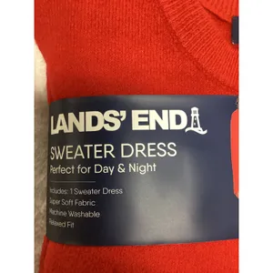 Lands End Womens Plus 2X Red Knit‎ Sweater Dress Crew Neck Relaxed Fit New thumbnail 2