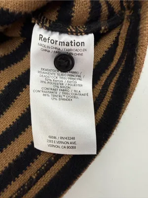 Reformation Anna Rugby Shirt Black And Tan Stripe Extra Large Crop Polo Sporty thumbnail 12