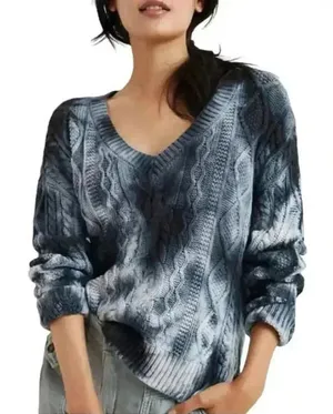 Anthropologie Pilcro Joni Tie Dye Cable Knit Hi Low Sweater‎ Womens Size Small thumbnail 1