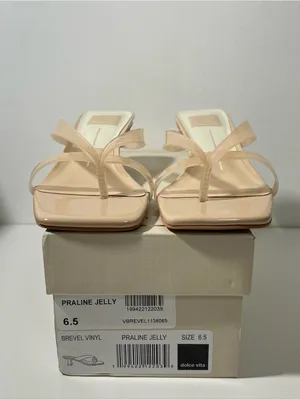Dolce Vita Brevel Nude Vinyl Praline Jelly PVC Clear Strap Slide Sandal Heels thumbnail 6