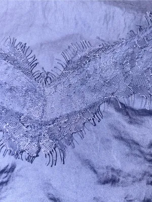 Nine West Blue Lace Trim Spaghetti Strap Tank Top Satin Style Medium thumbnail 5