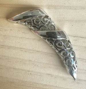 Givenchy Silver tone filagree Swirl Brooch thumbnail 1