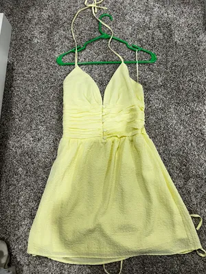 VICI Take Me Higher Shoulder Tie Mini Dress - Lemon thumbnail 1
