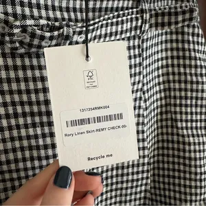 NEW Reformation Rory Linen Mini Skirt in Remy Check Black and White Women's 4 thumbnail 7