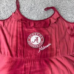 Alabama Crimson Tide Womens Tie Dye Sundress Red Ruffle Neck Game Day Mini Dress thumbnail 2