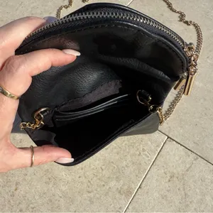 Black faux leather Crossbody Bag with Gold Chain thumbnail 3
