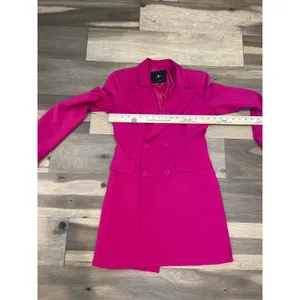 7 For All Mankind XS Fuchsia Double Breasted Tuxedo Blazer Fully Lined thumbnail 7