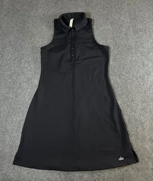 Alo Yoga Womens Black Sleeveless Racerback Polo Athletic Tennis Golf Dress M thumbnail 1