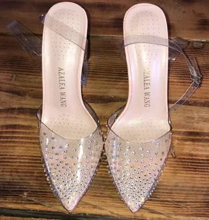 Azalea wang gamma nude PVC heels wedding heels formal wide heels 37 rhin… thumbnail 6