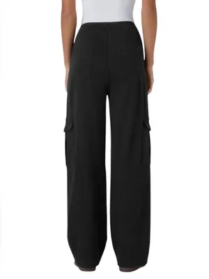 Halara Flex Black Denim Wide-Leg Cargo Pants thumbnail 3