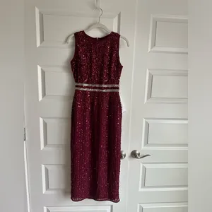 Mac Duggal Sleeveless High Neck Beaded Midi dress size‎ 0 10509 NWT thumbnail 3