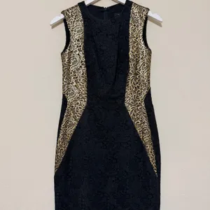 Carmen Marc Valvo Lace Gown Dress Womens 4 Small Black/Gold‎ Formal Evening thumbnail 3