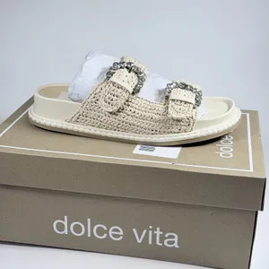 Dolce Vita Size-6.5 Women's Shauny Crystal Buckled Slide Sandals‎ Beige thumbnail 2