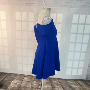 Lulu’s NWT Play the Party Cobalt Blue Off-the-Shoulder Skater Dress size xl thumbnail 8