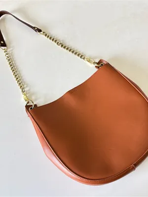 Anthropologie Brown Hobo Bag Triple 7 Modern Moon Shoulder Crossbody Bag Tote thumbnail 1