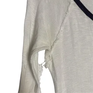 Free People Intimately White Black Ringer 3/4 Sleeve Raw Seam Slub Top Size S thumbnail 4