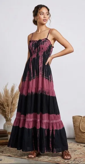 EARTHBOUND Mauve and Black Tie-Dye Maxi Dress thumbnail 1