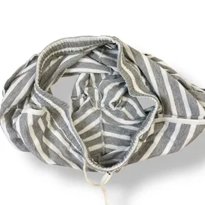 White + Warren Striped Drawstring Shorts Womens Size S‎ Gray White Lounge thumbnail 10