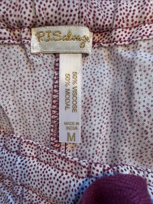 PJ Salvage Boho Pink Wide-Leg dot Printed Lounge Pants Burgundy Trim medium thumbnail 7