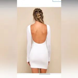 NWT Lulus Gift of Love White‎ and Silver Backless Long Sleeve Mini Dress L thumbnail 3