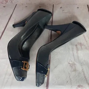 Gracienne Vintage Size‎ 8 Pumps High Heels Patent Leather Blue Silver thumbnail 8