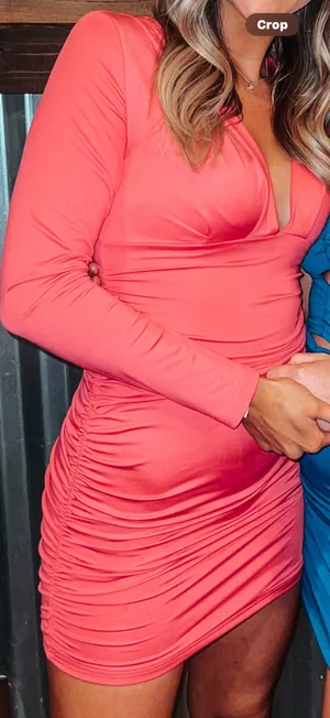 Long sleeve pink bodycon mini dress thumbnail 1